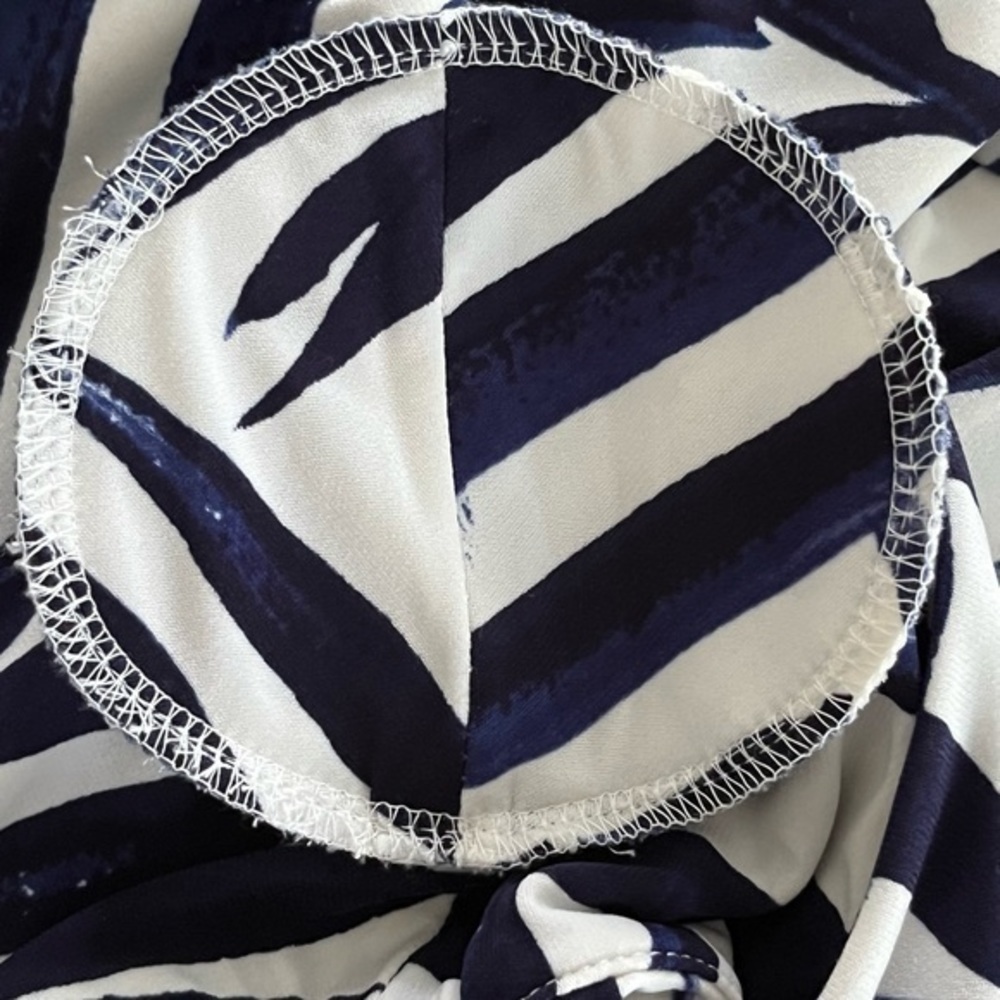 LAUREN Ralph Lauren Asymmetrical Ruched Front Black‎ Blue White Dress Size 16 - Picture 13 of 13
